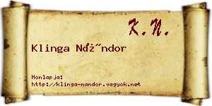 Klinga Nándor névjegykártya